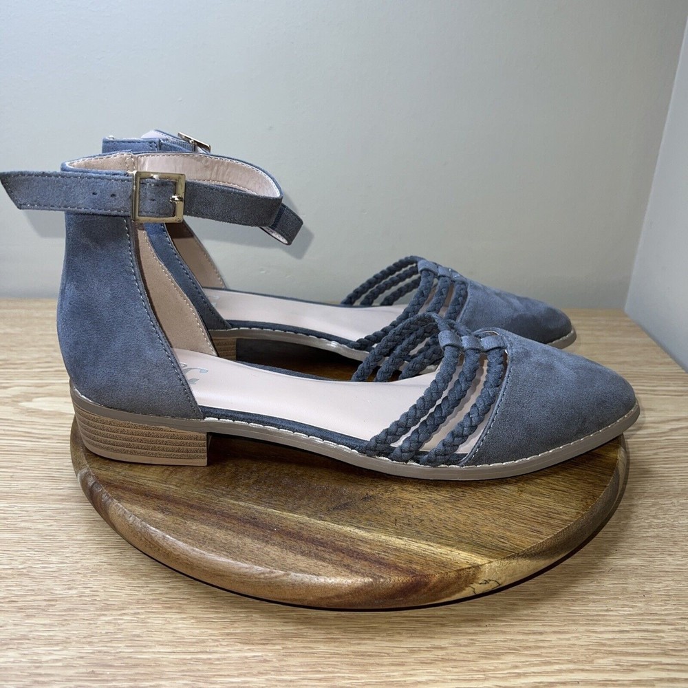JOURNEE COLLECTION Women's 9.5 Gray Aniston Almond Toe Buckle Flats